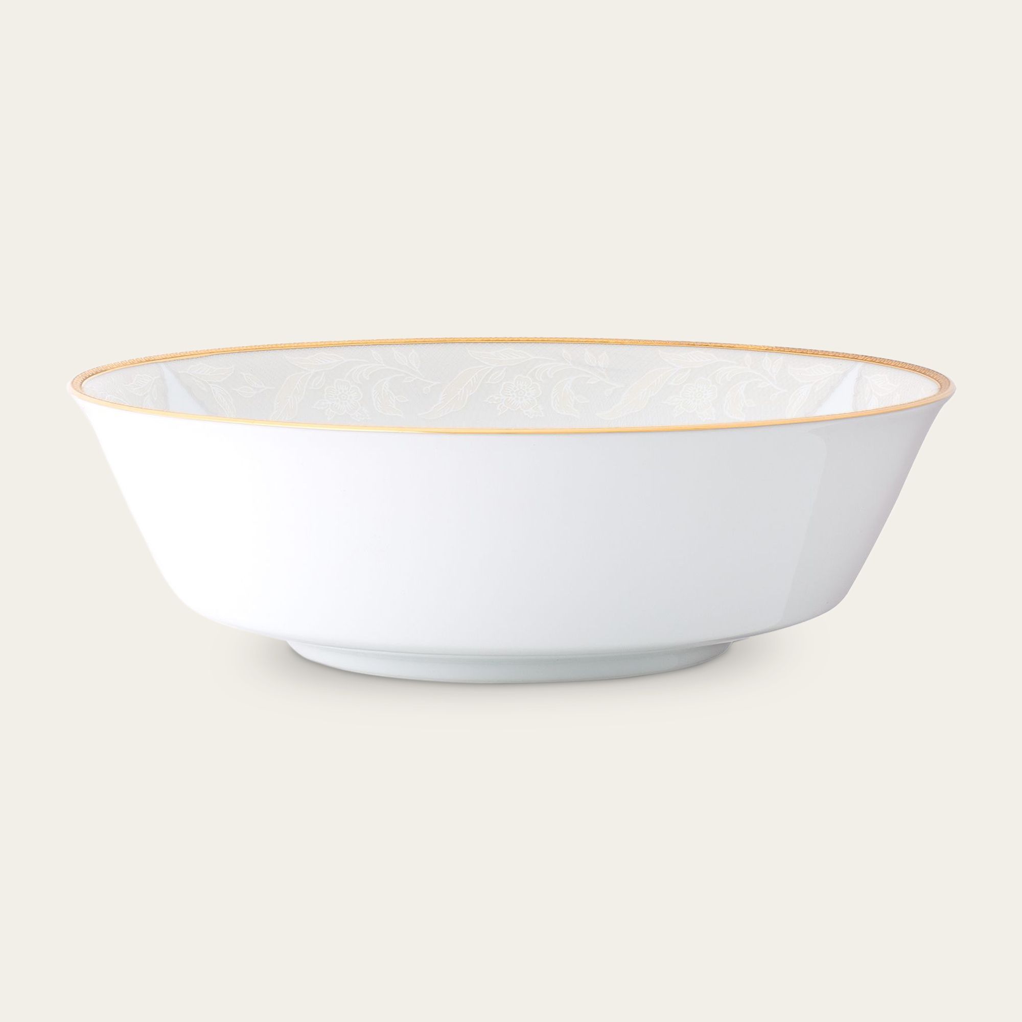 Bát canh (tô canh) tròn 22,7cm dung tích 1.600ml sứ trắng | Noritake Flanders Gold 1714L - 91908