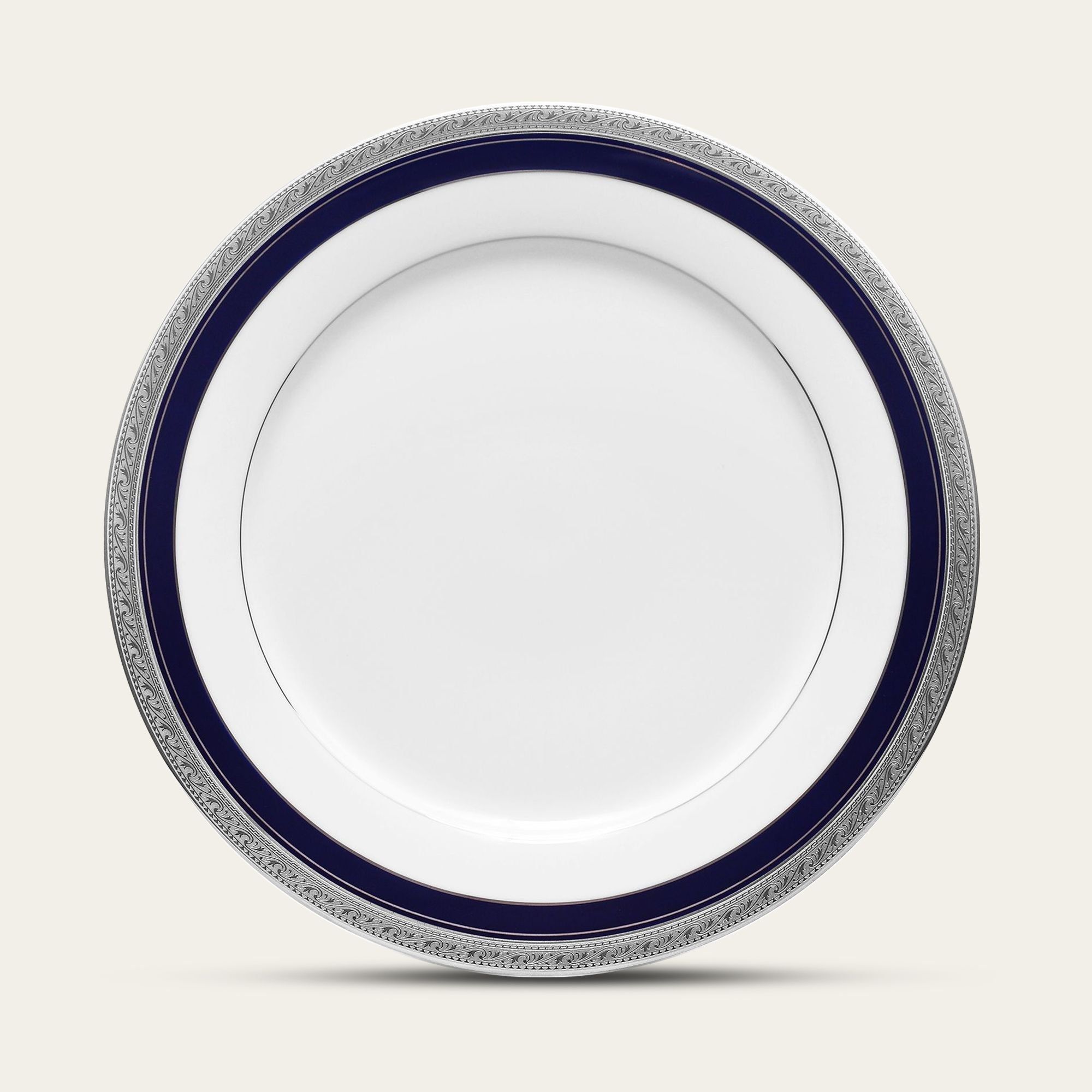 Đĩa tròn cỡ lớn đường kính 26,9cm sứ trắng | Noritake Crestwood Cobalt Platinum 4170L - 91320