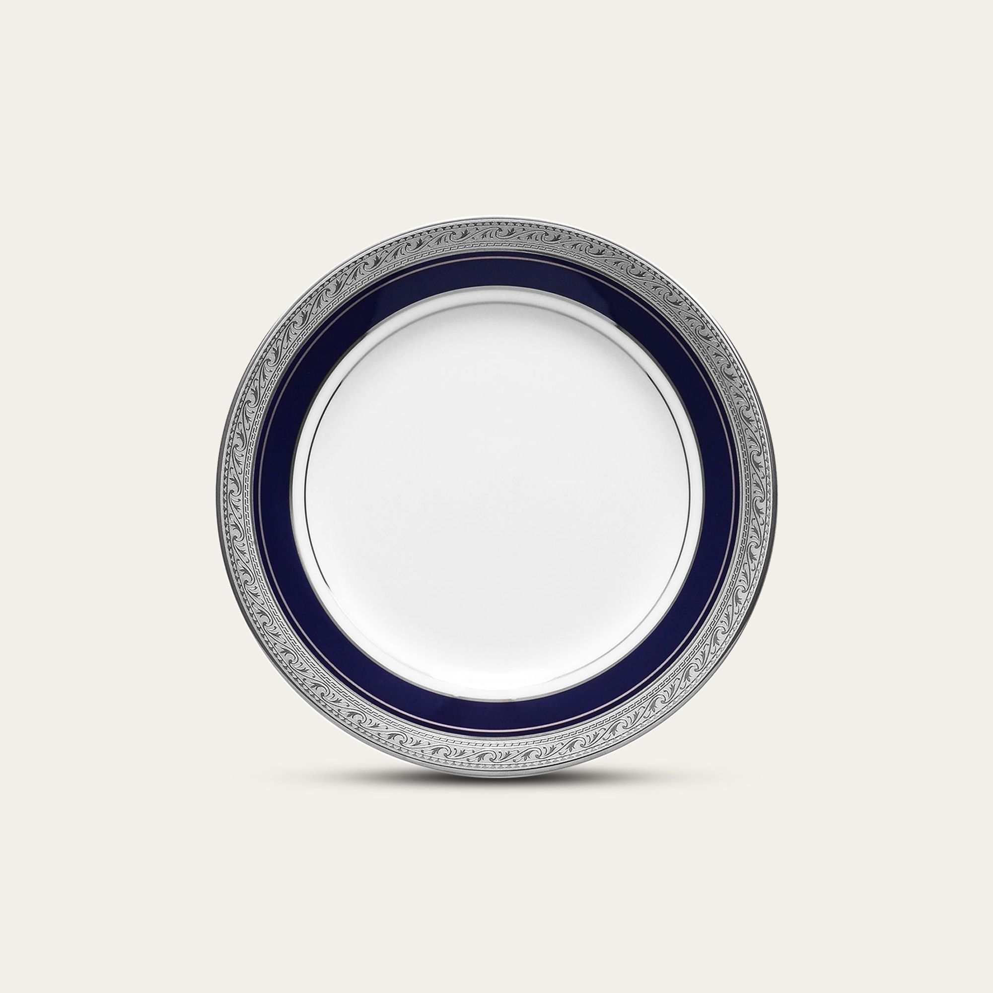 Đĩa tròn cỡ nhỏ đường kính 16,2cm lót bát (chén) cơm sứ trắng | Noritake Crestwood Cobalt Platinum 4170L - 91312