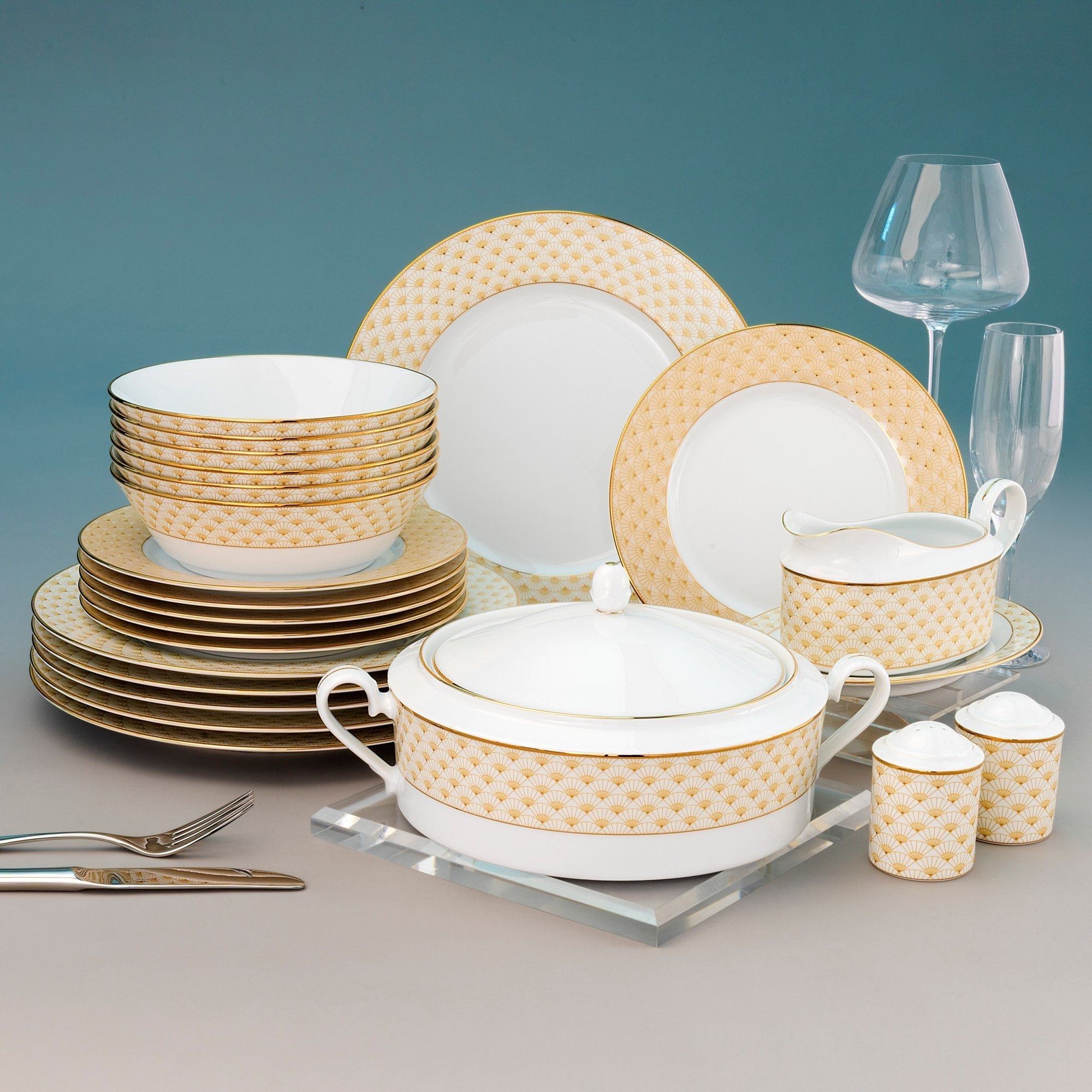 Âu cơm (thố cơm) có nắp dung tích 1.720ml sứ trắng | Noritake Trocadero Gold 1787L - 91029