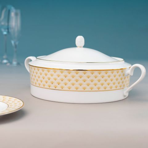 Âu cơm (thố cơm) có nắp dung tích 1.720ml sứ trắng | Noritake Trocadero Gold 1787L - 91029 