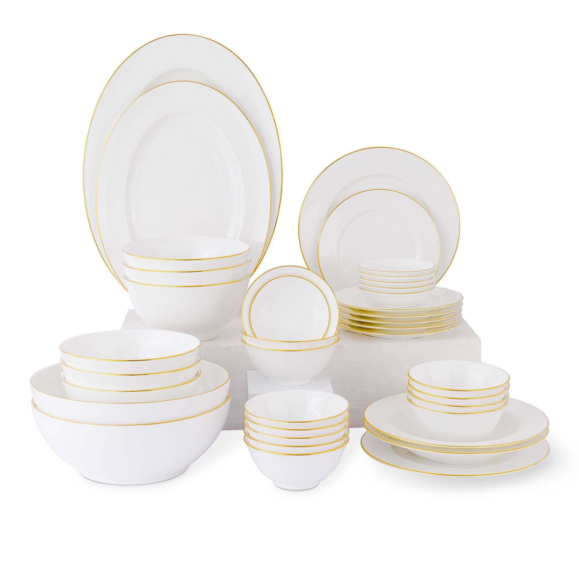 Bộ bát đĩa ăn châu Á đầy đủ 38 món (cho 6 người) sứ xương | Noritake Accompanist 4886L - D038AD