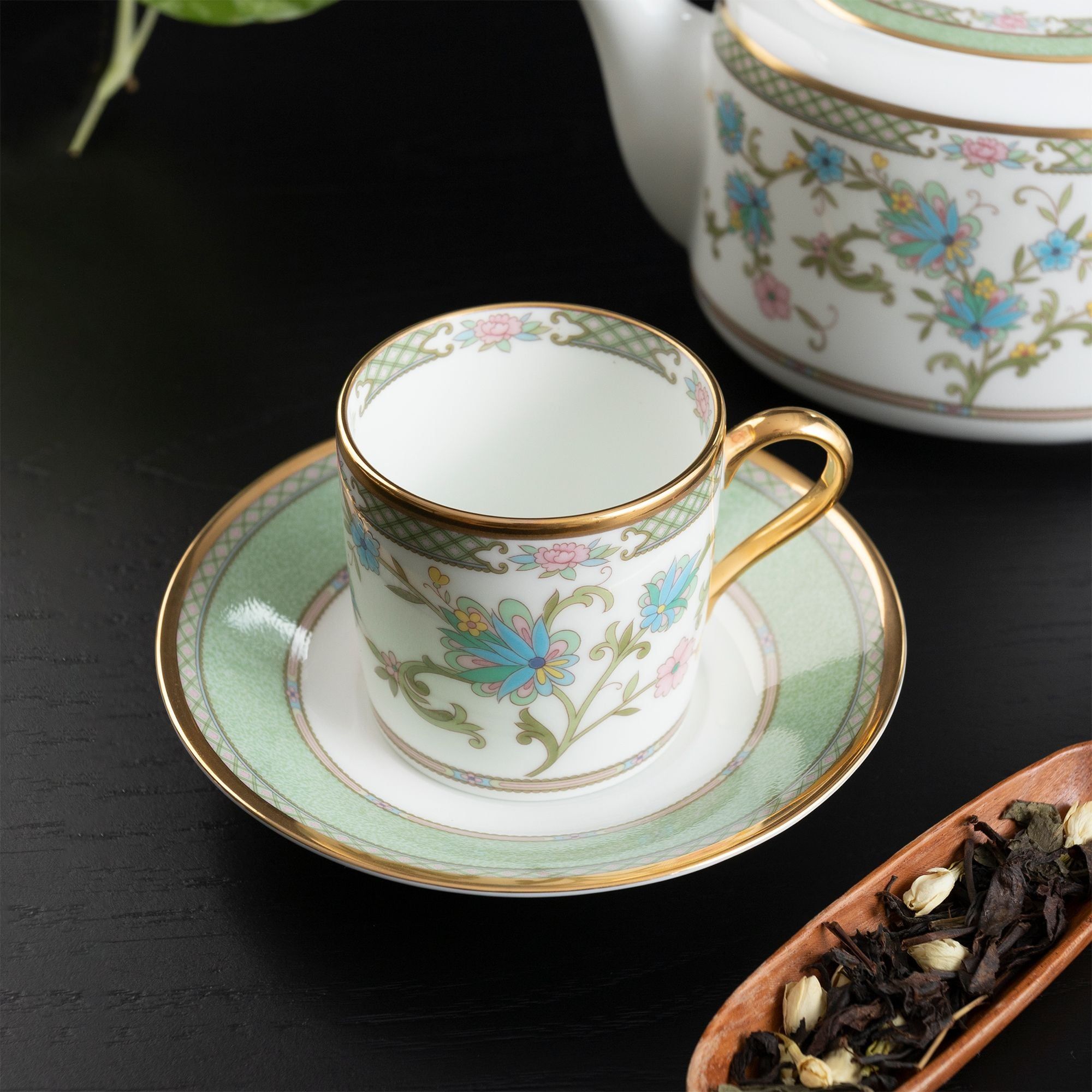 Chén trà (tách trà) nhỏ dung tích 125ml kèm đĩa lót sứ xương Nhật Bản | Noritake Yoshino 9983J - Y59881