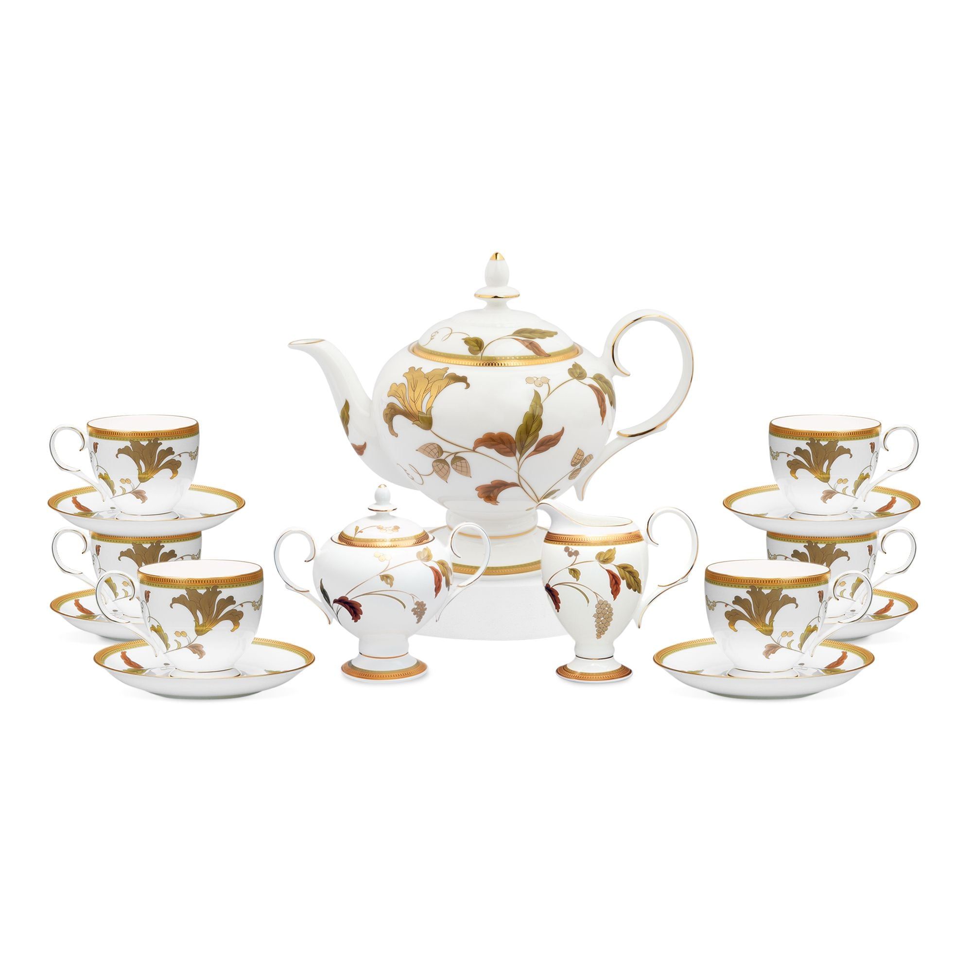 Bộ ấm chén uống trà (ấm 1.050ml, chén 250ml) 15 món sứ xương | Noritake Islay 4885L - T017A