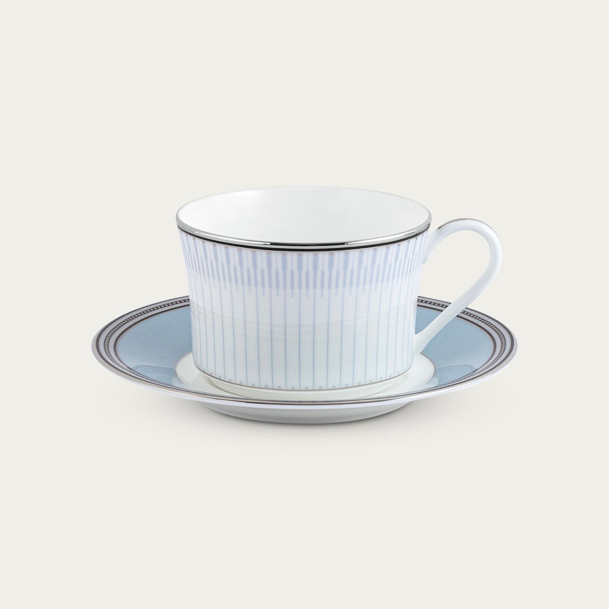 Chén trà (tách trà) dung tích 245ml kèm đĩa lót sứ xương | Noritake Bogart Platinum 4958L - T93686