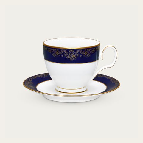  Chén trà (tách trà) dung tích 250ml kèm đĩa lót sứ trắng | Noritake Lazurite Gold 4399L - T91988 