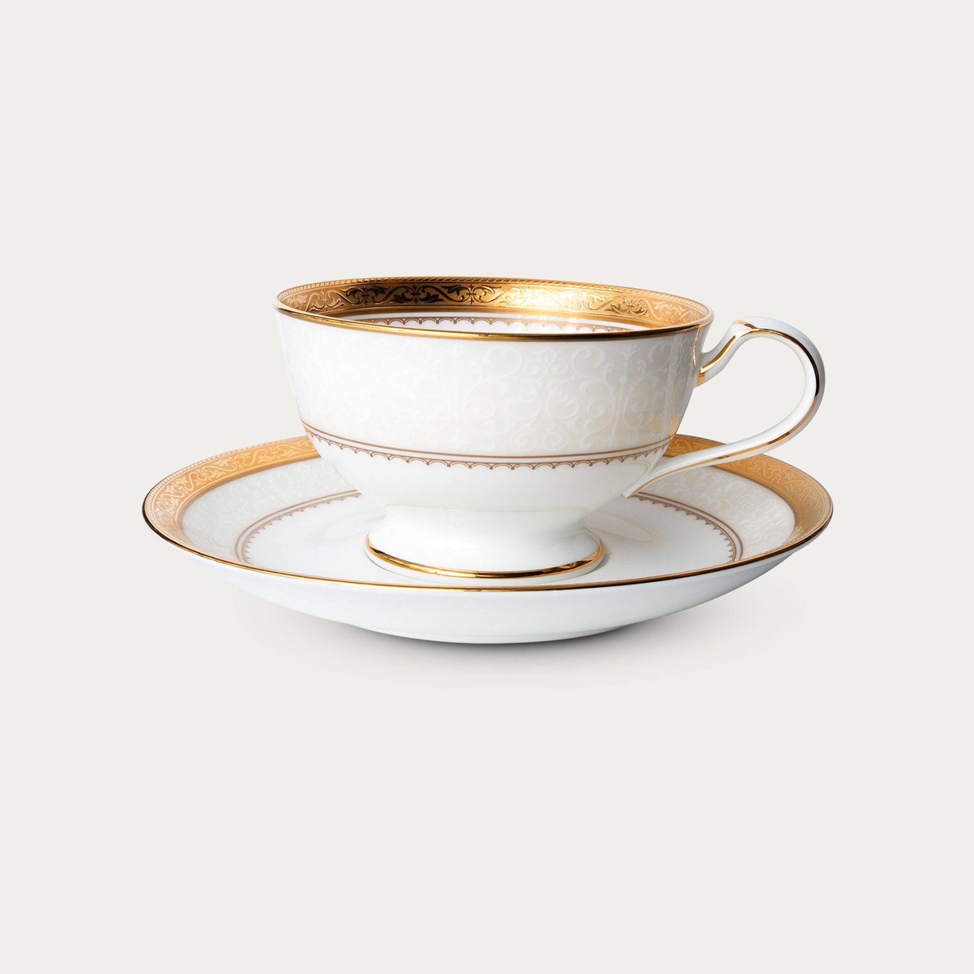 Chén trà (tách trà) dung tích 190ml kèm đĩa lót sứ xương | Noritake Odessa Gold 4874L - T97221