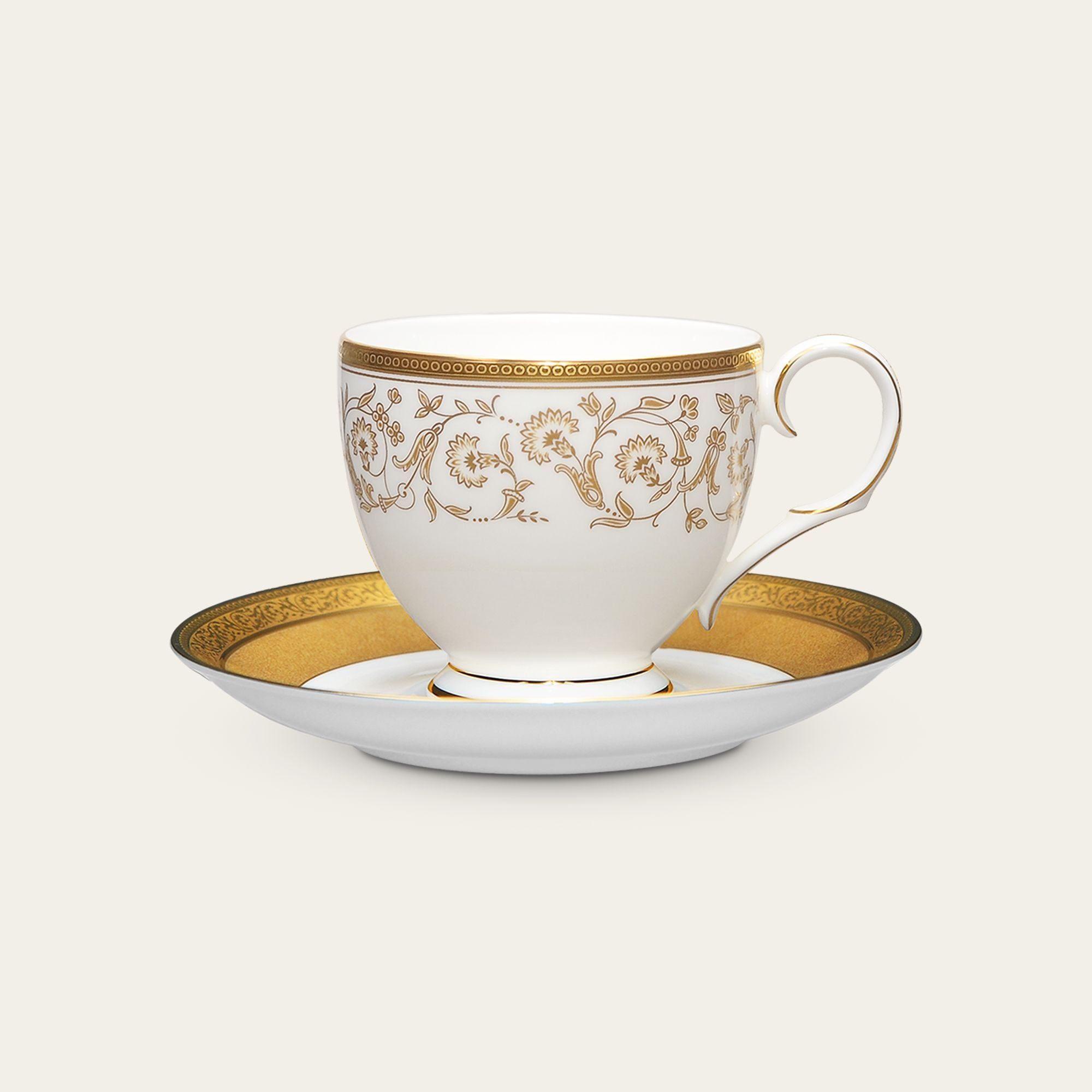 Chén trà (tách trà) dung tích 250ml kèm đĩa lót sứ xương | Noritake Summit Gold 4912L - T50788A