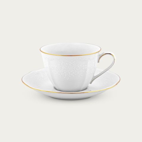  Chén trà (tách trà) dung tích 260ml kèm đĩa lót sứ trắng | Noritake Princess Bouquet Gold 1660L - T94489 