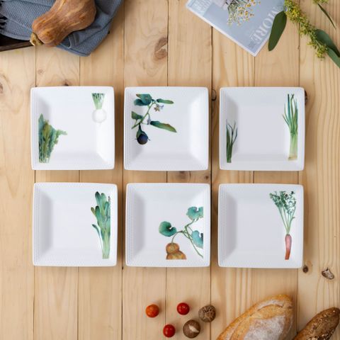  Bộ 06 đĩa vuông cỡ nhỏ cạnh dài 19,2cm sứ trắng | Noritake Kyoka Shunsai 1620-17L - Q006WP 