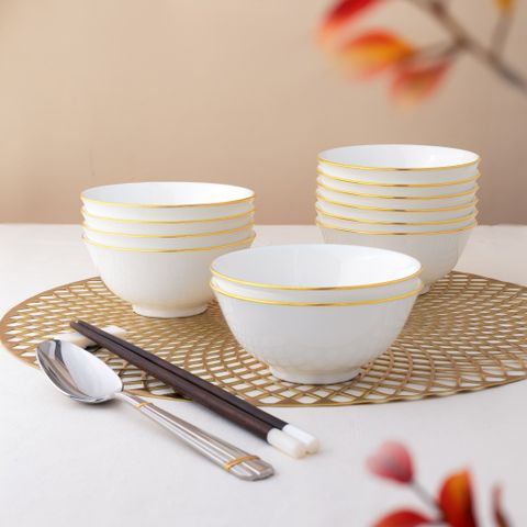  Bộ bát đĩa ăn châu Á đầy đủ 38 món (cho 6 người) sứ xương | Noritake Accompanist 4886L - D038AD 