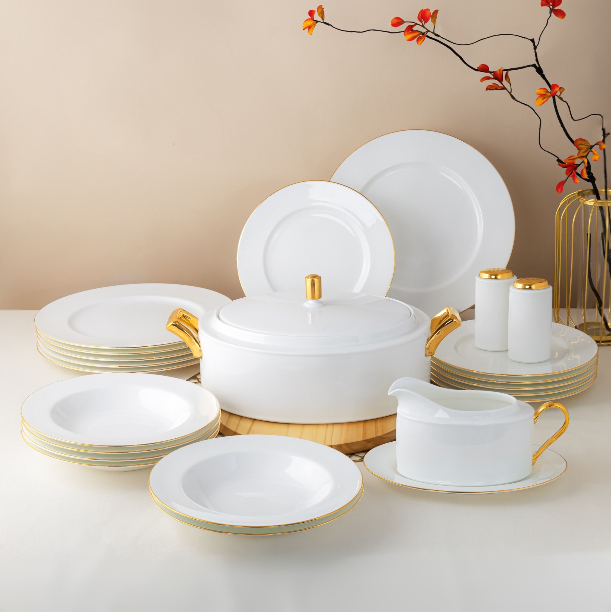 Bộ đĩa ăn kiểu Âu 22 món (cho 6 người) sứ xương | Noritake Accompanist 4886L - D024AP