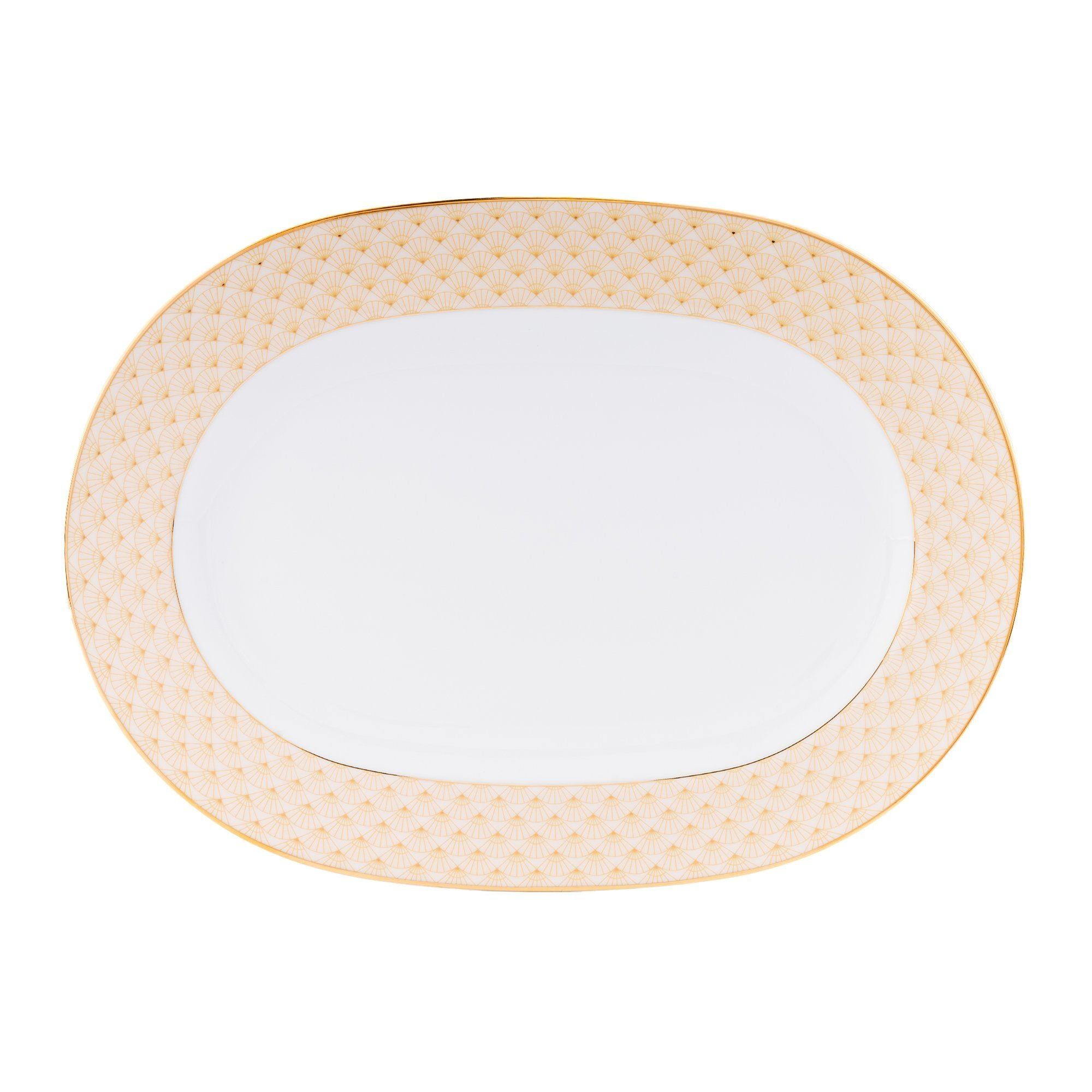 Đĩa Oval cỡ nhỏ (SM) dài 30,4cm sứ trắng | Noritake Trocadero Gold 1787L - 91045