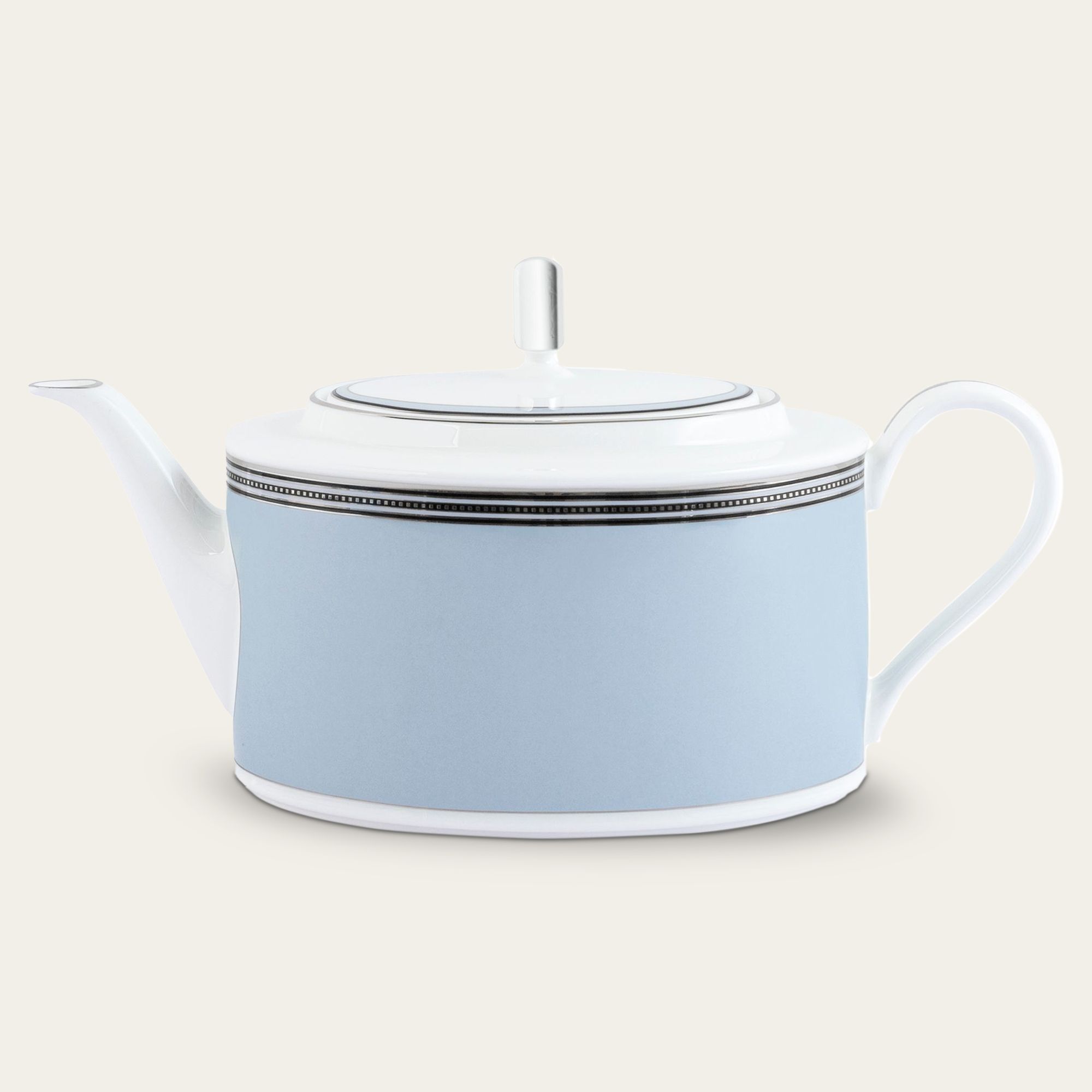 Ấm trà (bình trà) loại quai tròn dung tích 1.250ml sứ xương | Noritake Bogart Platinum 4958L - 93663