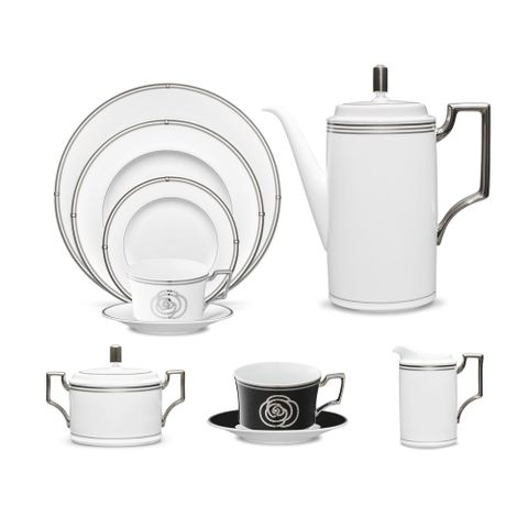  Bộ ấm chén uống cà phê (ấm 1.650ml, chén 240ml ) 18 món sứ xương | Noritake Aidan 4867L - T020B 