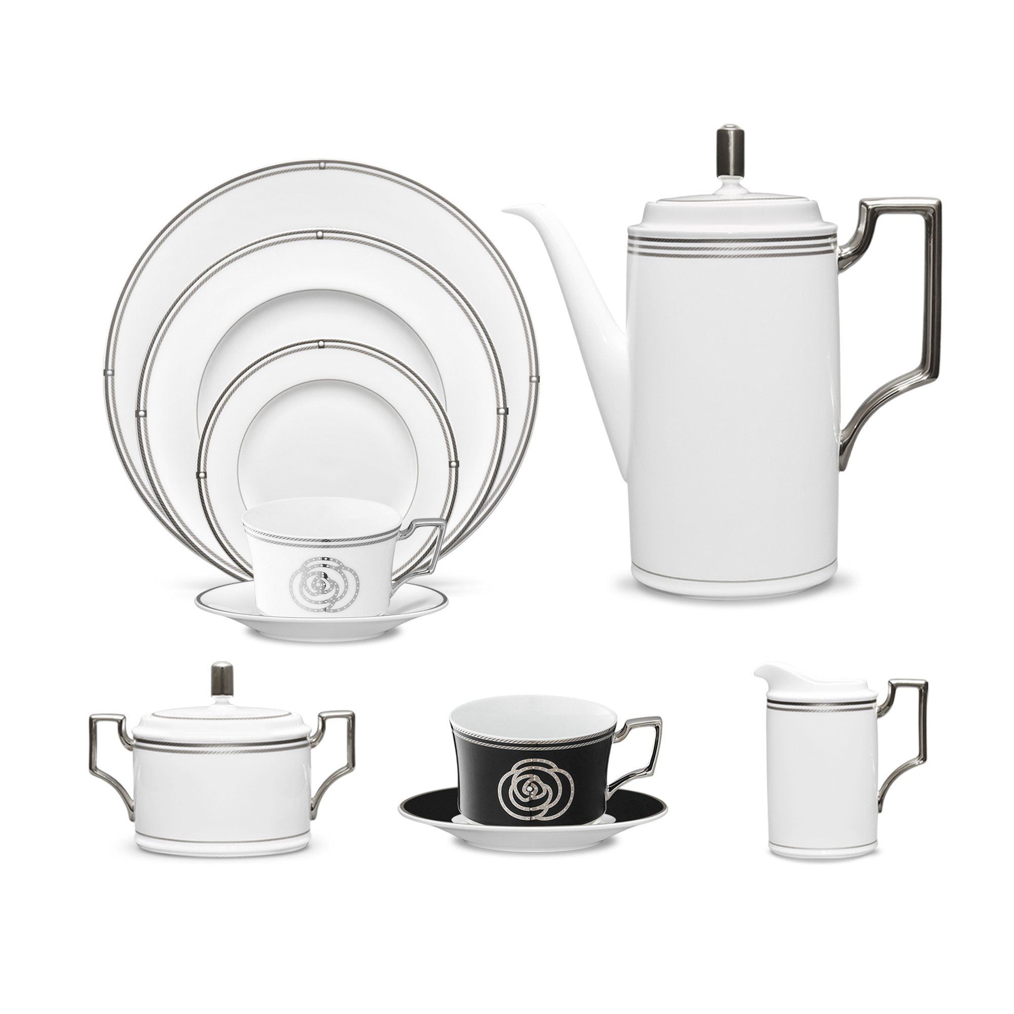 Bộ ấm chén uống cà phê (ấm 1.650ml, chén 240ml ) 18 món sứ xương | Noritake Aidan 4867L - T020B