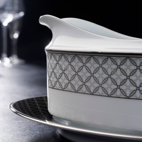  Bình (hũ) đựng nước xốt dung tích 500ml kèm đĩa lót | Noritake City Table 1788L - 91048 