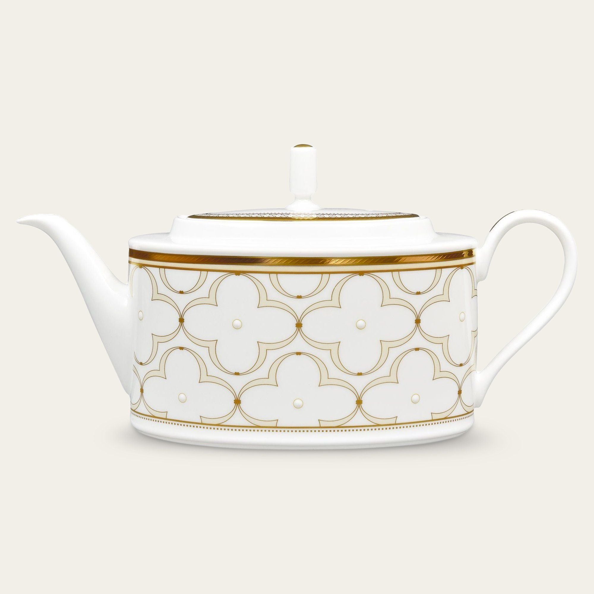 Ấm trà (bình trà) loại quai tròn dung tích 1.250ml sứ xương | Noritake Trefolio Gold 4945L - 93663