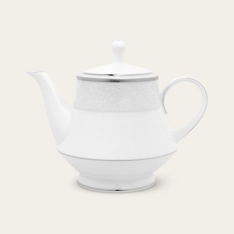  Ấm trà (bình trà) dung tích 1.200ml sứ trắng | Noritake Flanders Platinum 1715L - 91123 