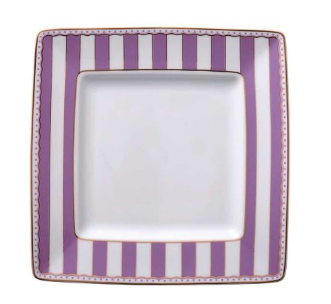  Đĩa vuông cỡ lớn (tím lavender) cạnh dài 26,6cm sứ trắng kèm hộp quà | Noritake CRNIVL Lavender M-248L - Q001B 