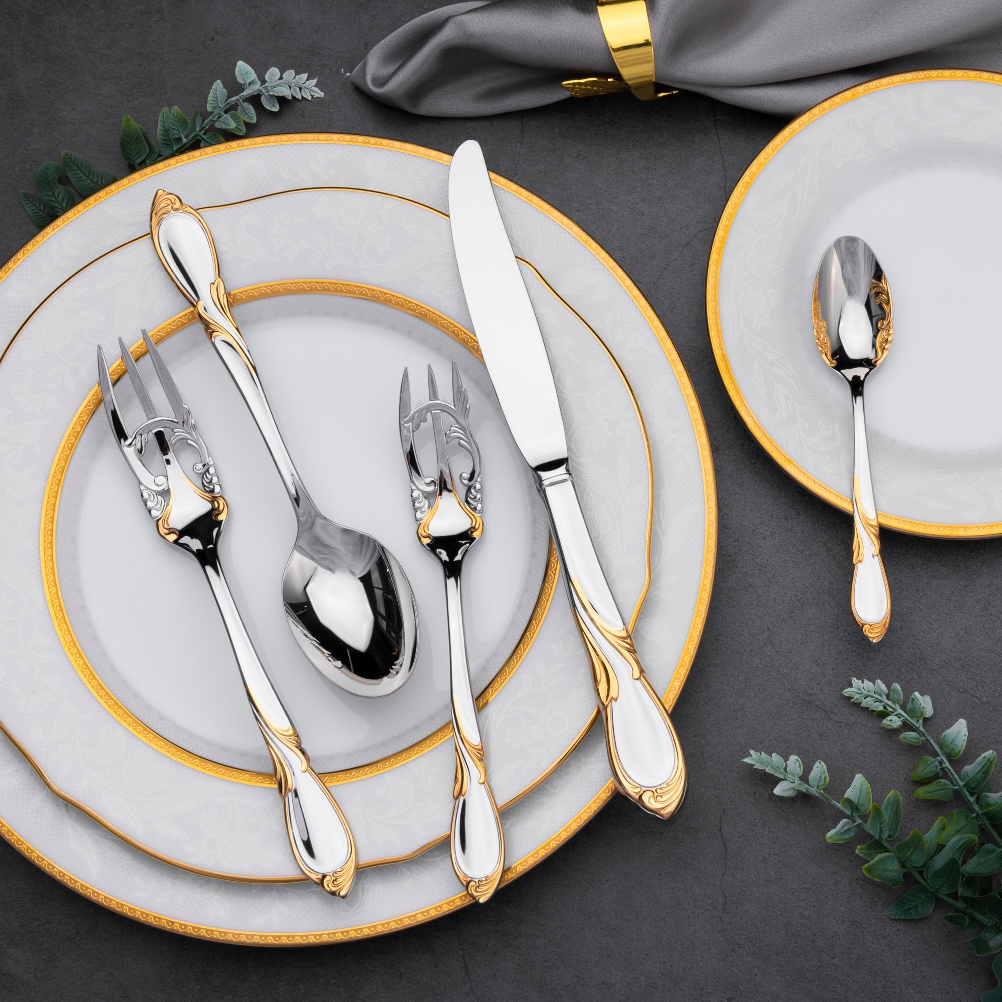 Bộ dao muỗng nĩa (dao thìa dĩa) 25 món mạ vàng cho 5 người | Yamazaki Cache G/A YCAAS - 25