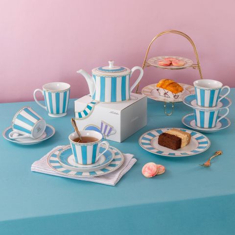  Chén trà (tách trà) 250ml (xanh dương pastel) kèm đĩa lót sứ trắng | Noritake CRNIVL Light Blue M-253L - T002B 