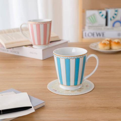  Cốc (ly) uống nước, cà phê 370ml (xanh dương pastel) sứ trắng | Noritake CRNIVL Light Blue M-253L - Q001A 
