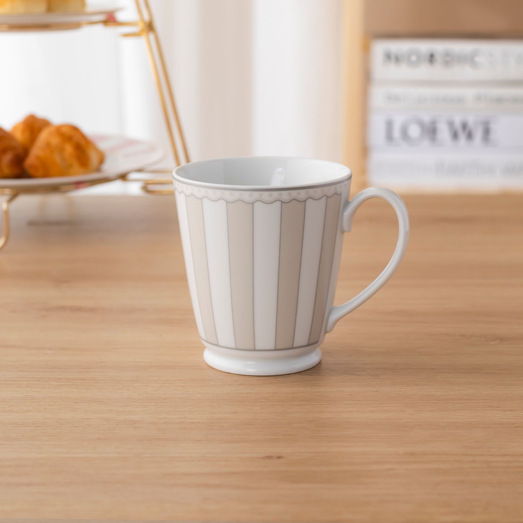 Cốc (ly) uống nước, cà phê (xám) dung tích 370ml sứ trắng | Noritake CRNIVL Moonlight M-620L - T91058K