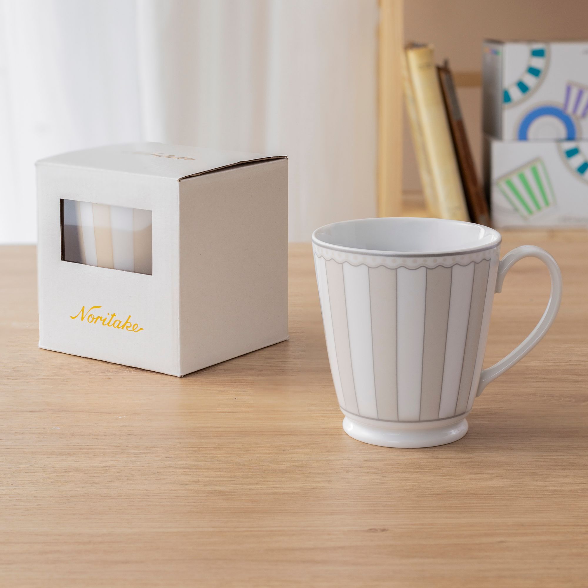 Cốc (ly) uống nước, cà phê (xám) dung tích 370ml sứ trắng | Noritake CRNIVL Moonlight M-620L - T91058K