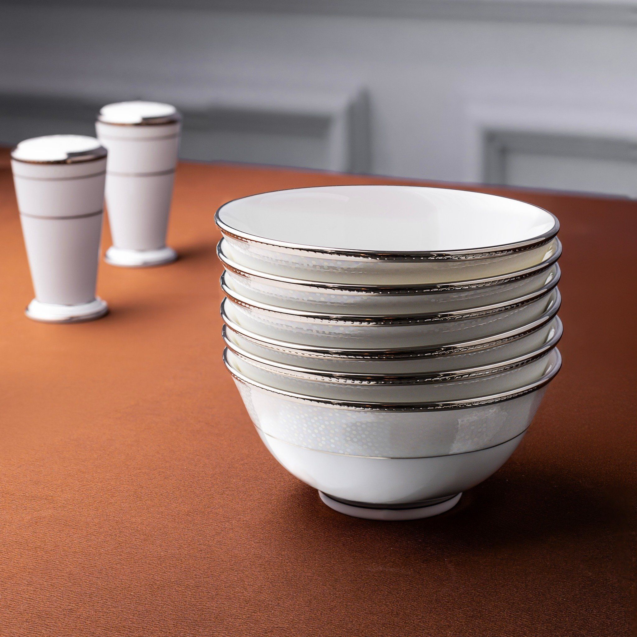 Bộ bát đĩa ăn châu Á đầy đủ 38 món (cho 6 người) sứ xương Nhật Bản | Noritake Champagne Pearls 4811J - D038AA