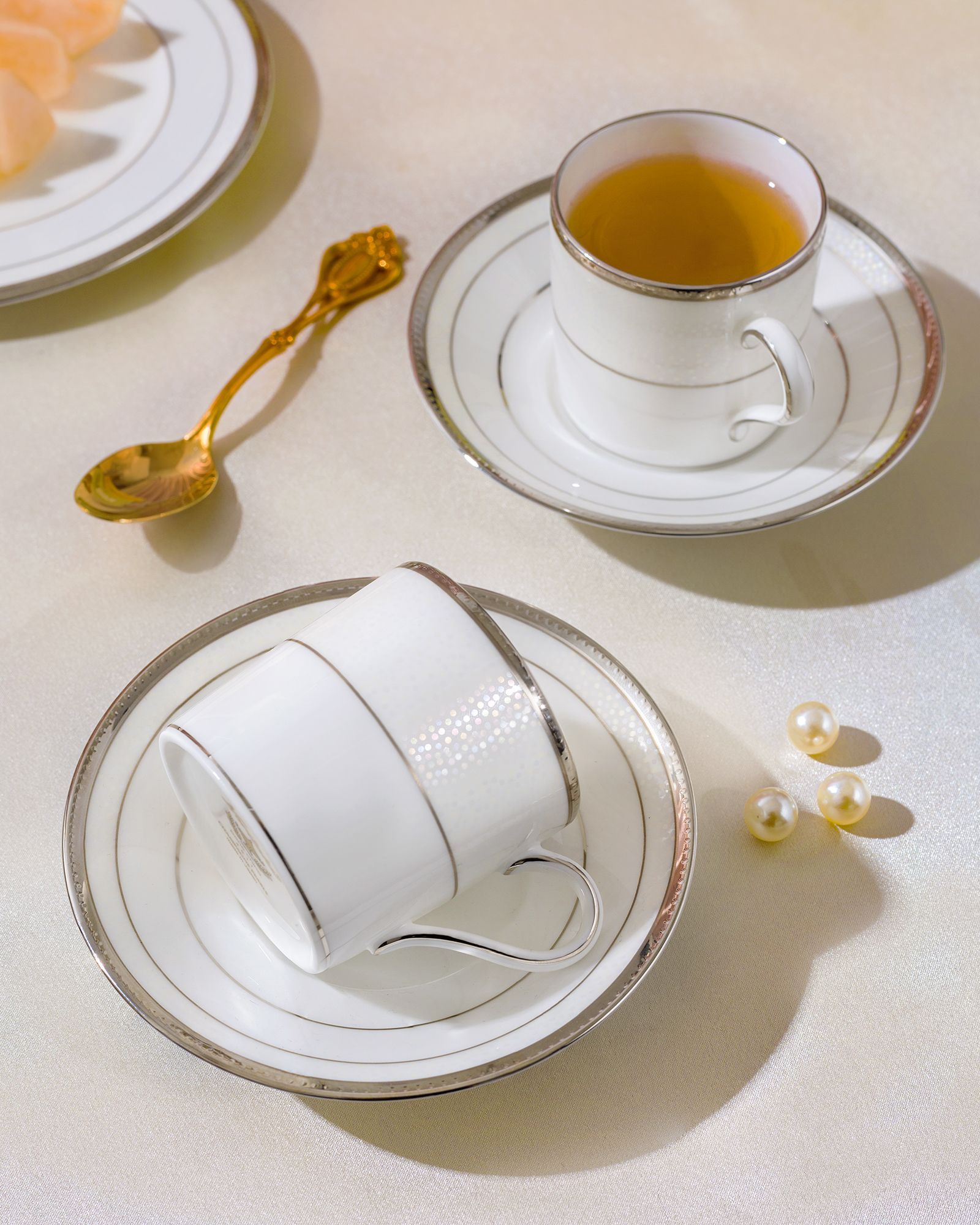 Bộ ấm chén trà nhỏ (ấm 880ml, chén 125ml) 13 món sứ xương Nhật Bản | Noritake Champagne Pearls 4811J - T014S