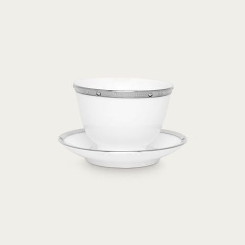  Chén trà (tách trà) châu Á (không quai cầm) 145ml kèm đĩa lót sứ xương | Noritake Rochelle Platinum 4795L - T973634 