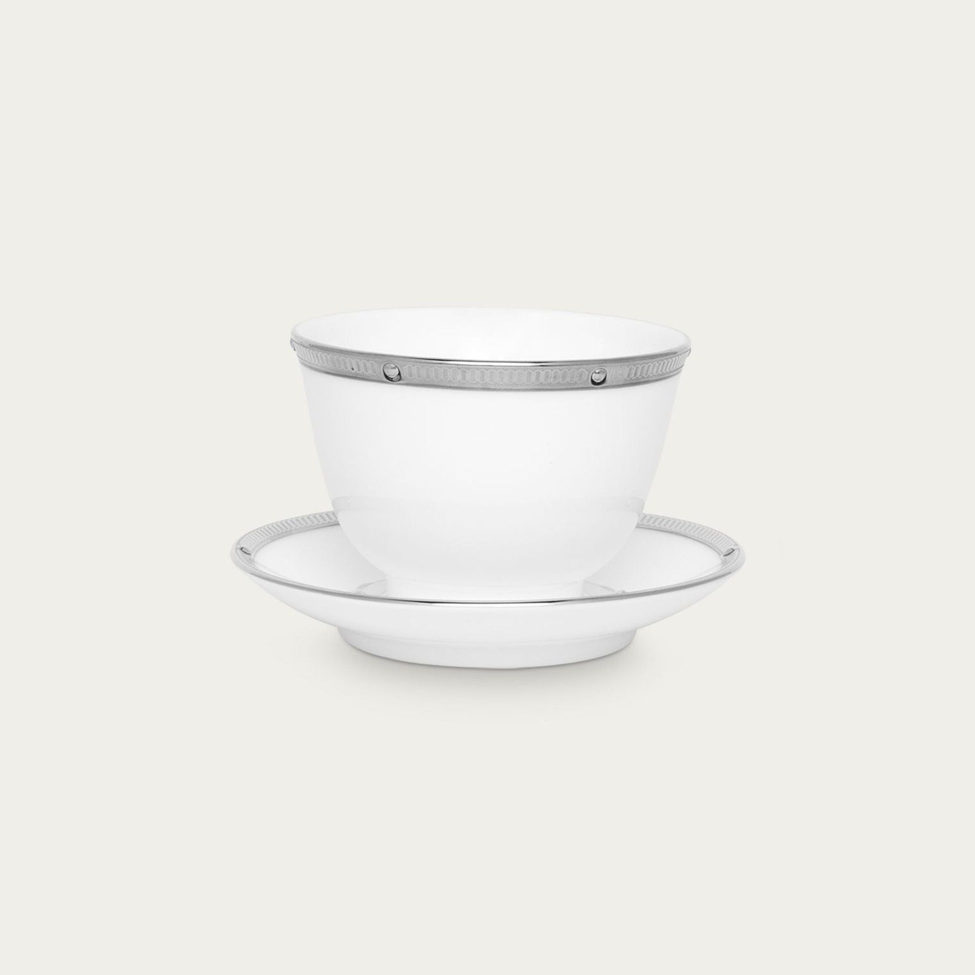 Chén trà (tách trà) châu Á (không quai cầm) 145ml kèm đĩa lót sứ xương | Noritake Rochelle Platinum 4795L - T973634