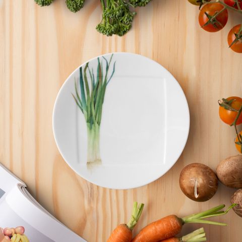  Đĩa tròn cỡ nhỏ 15,5cm (họa tiết hành lá) lót bát (chén) cơm 11,1cm sứ trắng | Noritake Kyoka Shunsai 1620-1L - 94531 