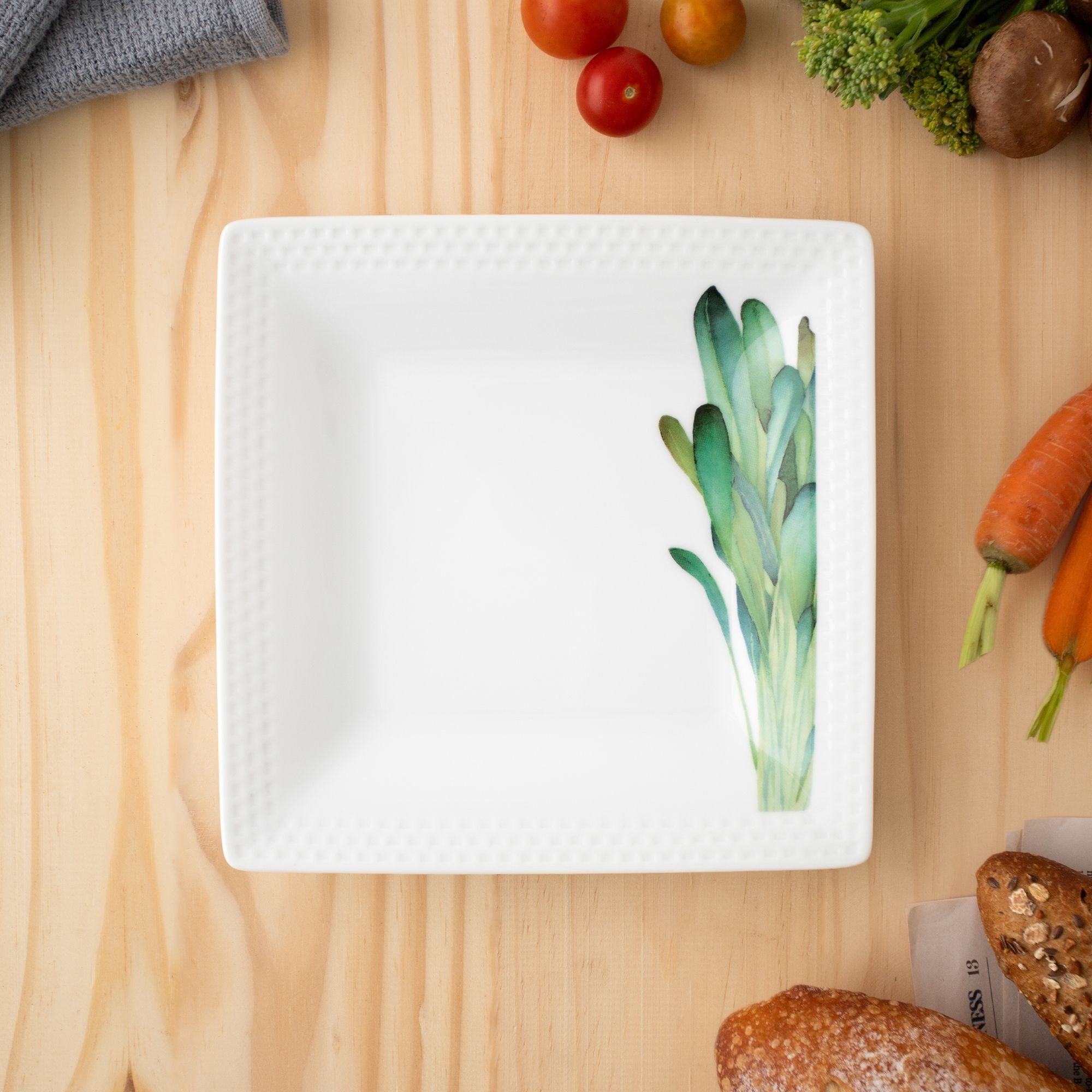 Bộ 06 đĩa vuông cỡ vừa cạnh dài 23,2cm sứ trắng | Noritake Kyoka Shunsai 1620-17L - Q006WN