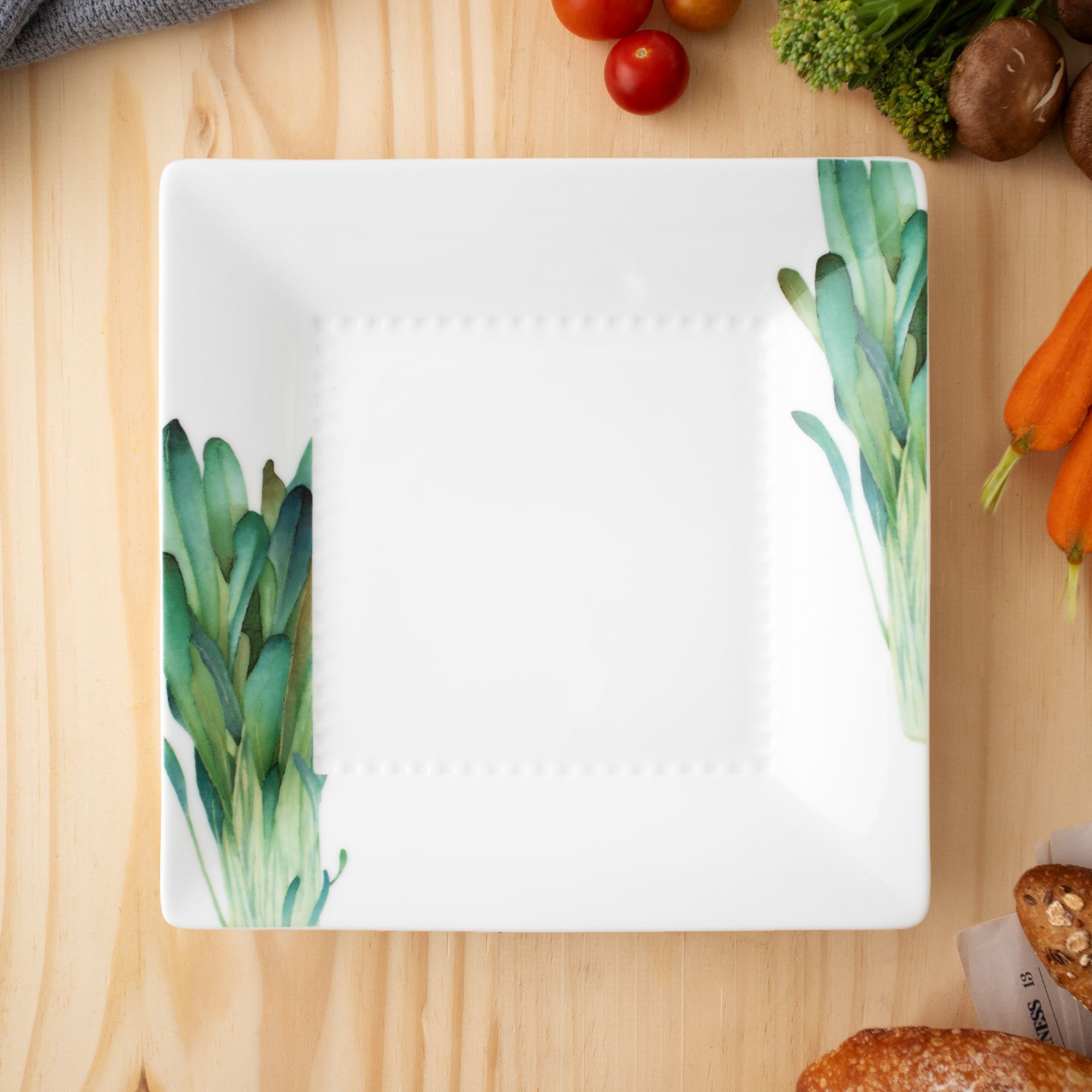 Bộ 06 đĩa vuông cỡ vừa cạnh dài 23,2cm sứ trắng | Noritake Kyoka Shunsai 1620-17L - Q006WN