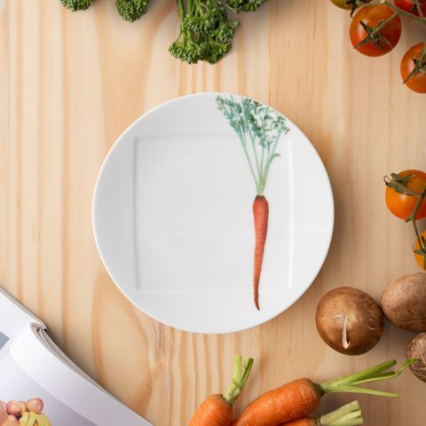  Đĩa tròn cỡ nhỏ 15,5cm (họa tiết cà rốt) lót bát (chén) cơm 11,1cm sứ trắng | Noritake Kyoka Shunsai 1620-3L - 94531 