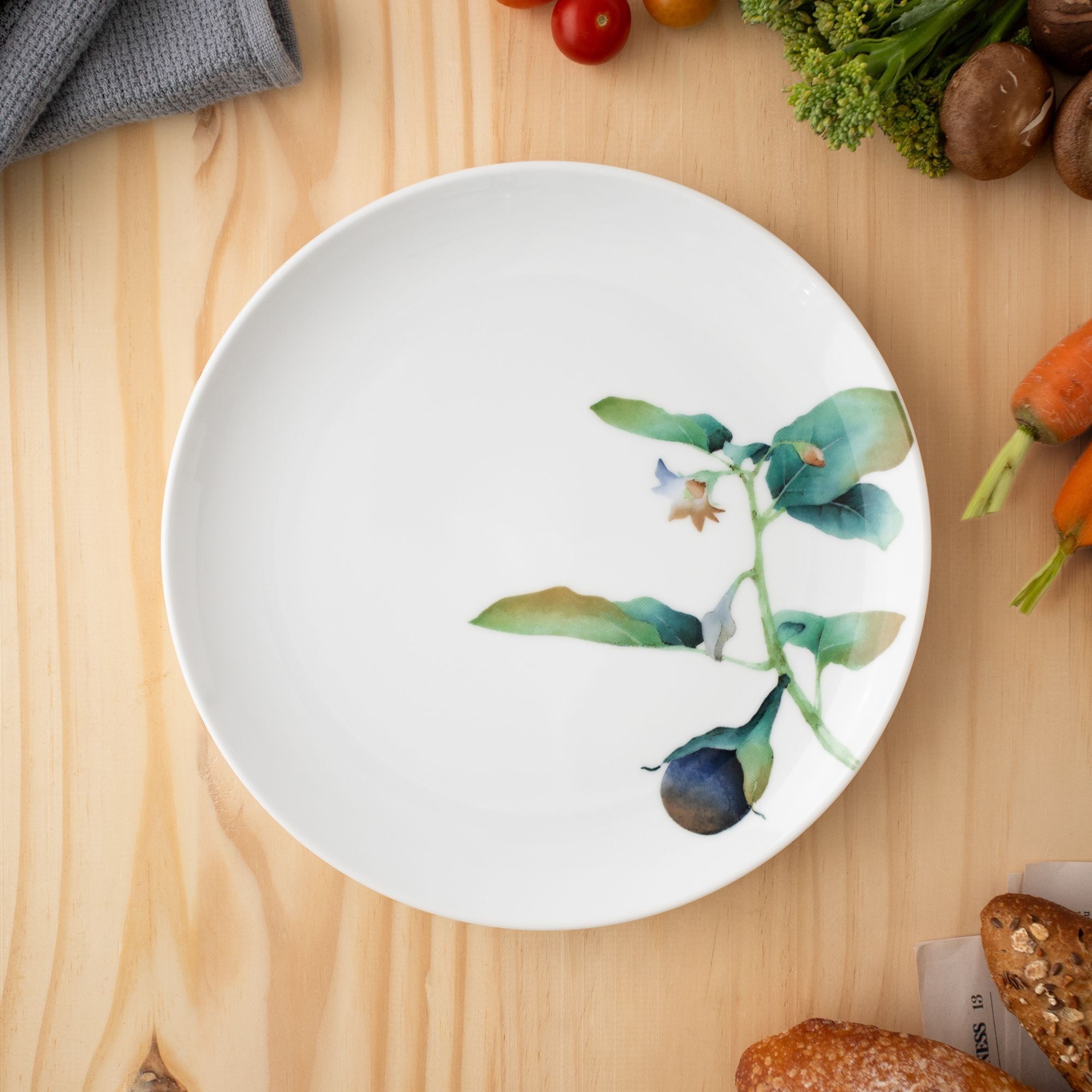 Bộ 06 đĩa tròn coupe đường kính 24,1cm sứ trắng | Noritake Kyoka Shunsai 1620-17L - Q006WB