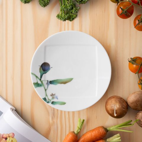  Đĩa tròn cỡ nhỏ 15,5cm (họa tiết cà tím) lót bát (chén) cơm 11,1cm sứ trắng | Noritake Kyoka Shunsai 1620-5L - 94531 