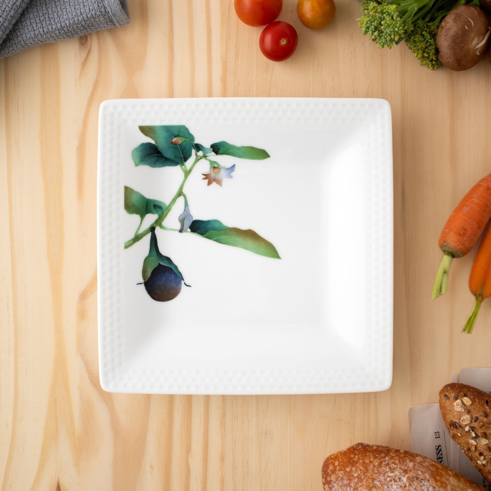 Bộ 06 đĩa vuông cỡ nhỏ cạnh dài 19,2cm sứ trắng | Noritake Kyoka Shunsai 1620-17L - Q006WP