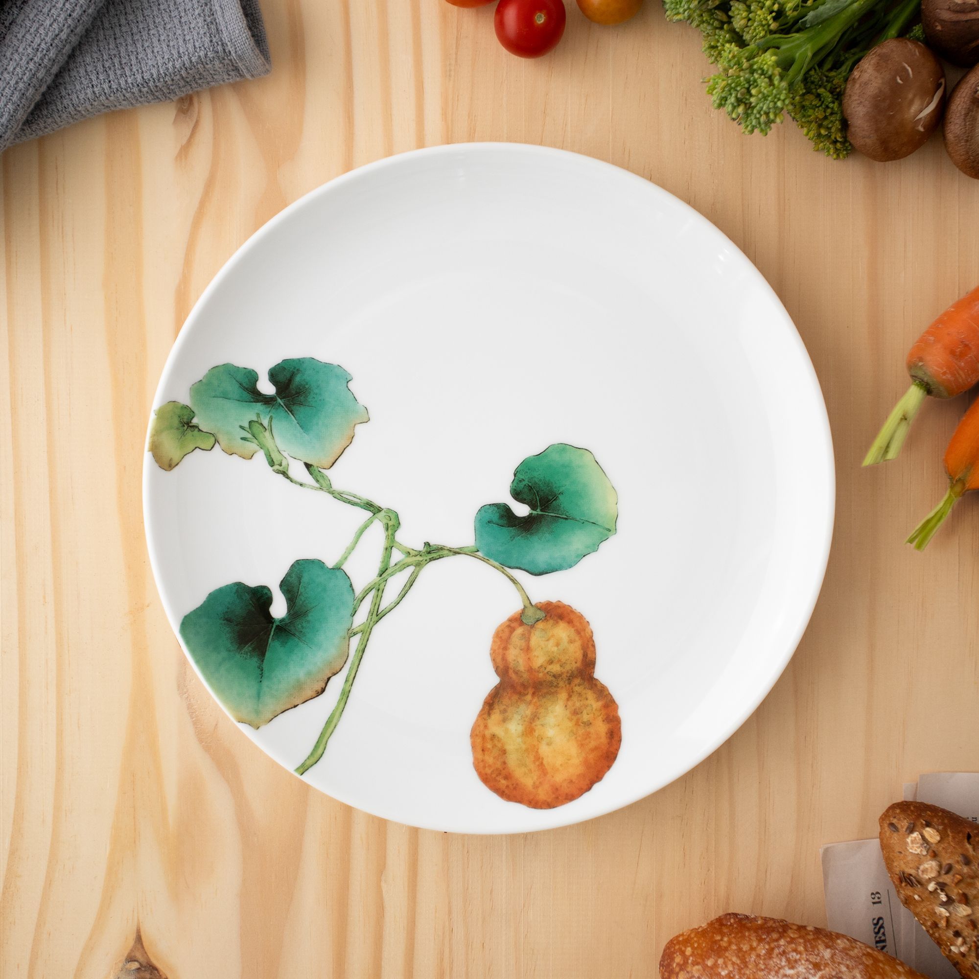 Đĩa coupe đường kính 24,1cm (họa tiết bí đỏ) sứ trắng | Noritake Kyoka Shunsai 1620-6L - 91816