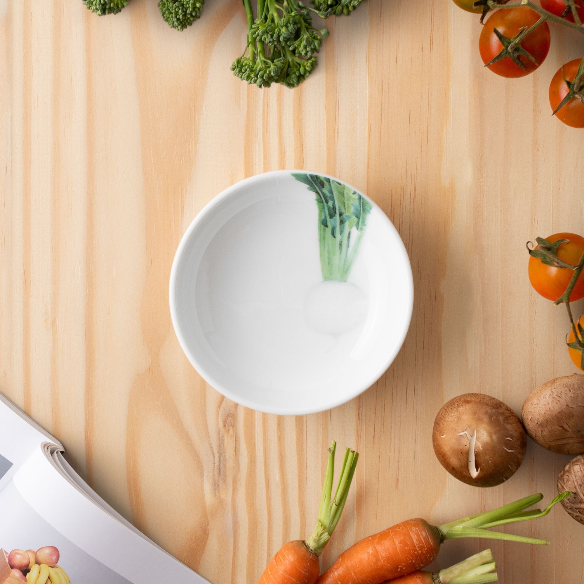 Đĩa tròn 9,8cm (họa tiết củ cải trắng) đựng nước chấm, gia vị sứ trắng | Noritake Kyoka Shunsai 1620-7L - 91419