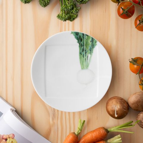  Đĩa tròn cỡ nhỏ 15,5cm (họa tiết củ cải trắng) lót bát (chén) cơm 11,1cm sứ trắng | Noritake Kyoka Shunsai 1620-7L - 94531 