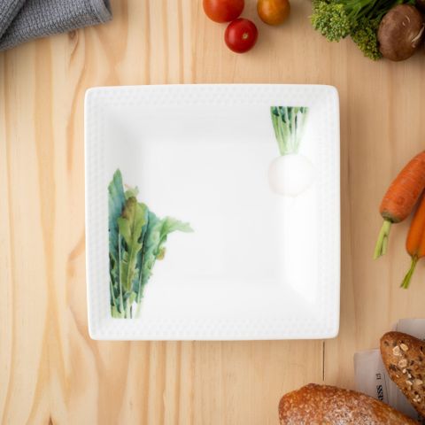  Bộ 06 đĩa vuông cỡ nhỏ cạnh dài 19,2cm sứ trắng | Noritake Kyoka Shunsai 1620-17L - Q006WP 