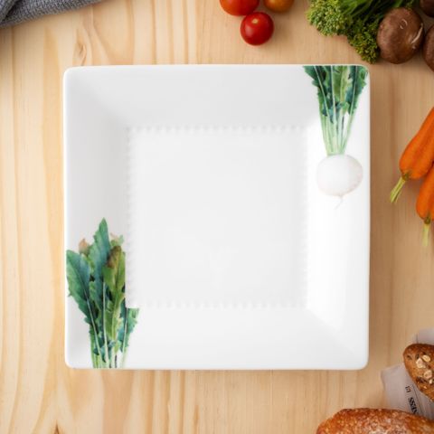  Bộ 06 đĩa vuông cỡ vừa cạnh dài 23,2cm sứ trắng | Noritake Kyoka Shunsai 1620-17L - Q006WN 