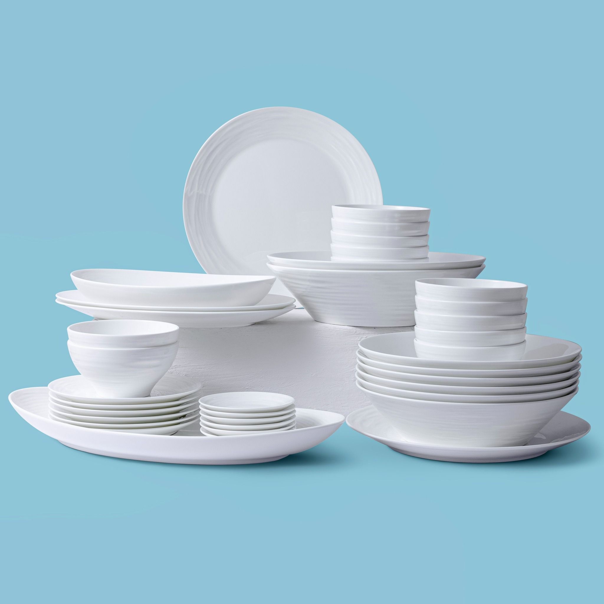 Bộ bát đĩa ăn châu Á 38 món (đĩa oval, bát cơm 12,1cm cho 6 người) sứ xương | Noritake Conjunto 4943L - D038AO