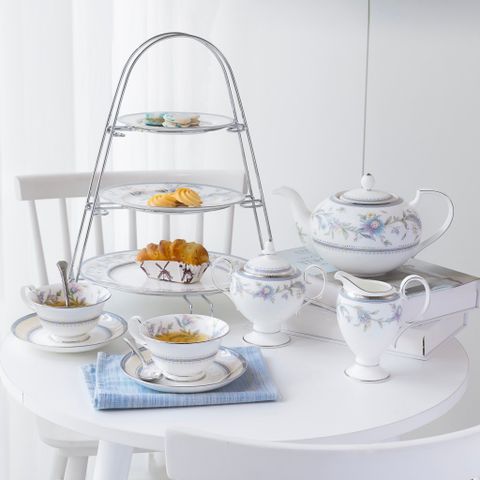  Bộ ấm chén uống trà (ấm 1.150ml, chén 215ml) 18 món sứ xương | Noritake Jardin Fleuri 4910L - T020R 