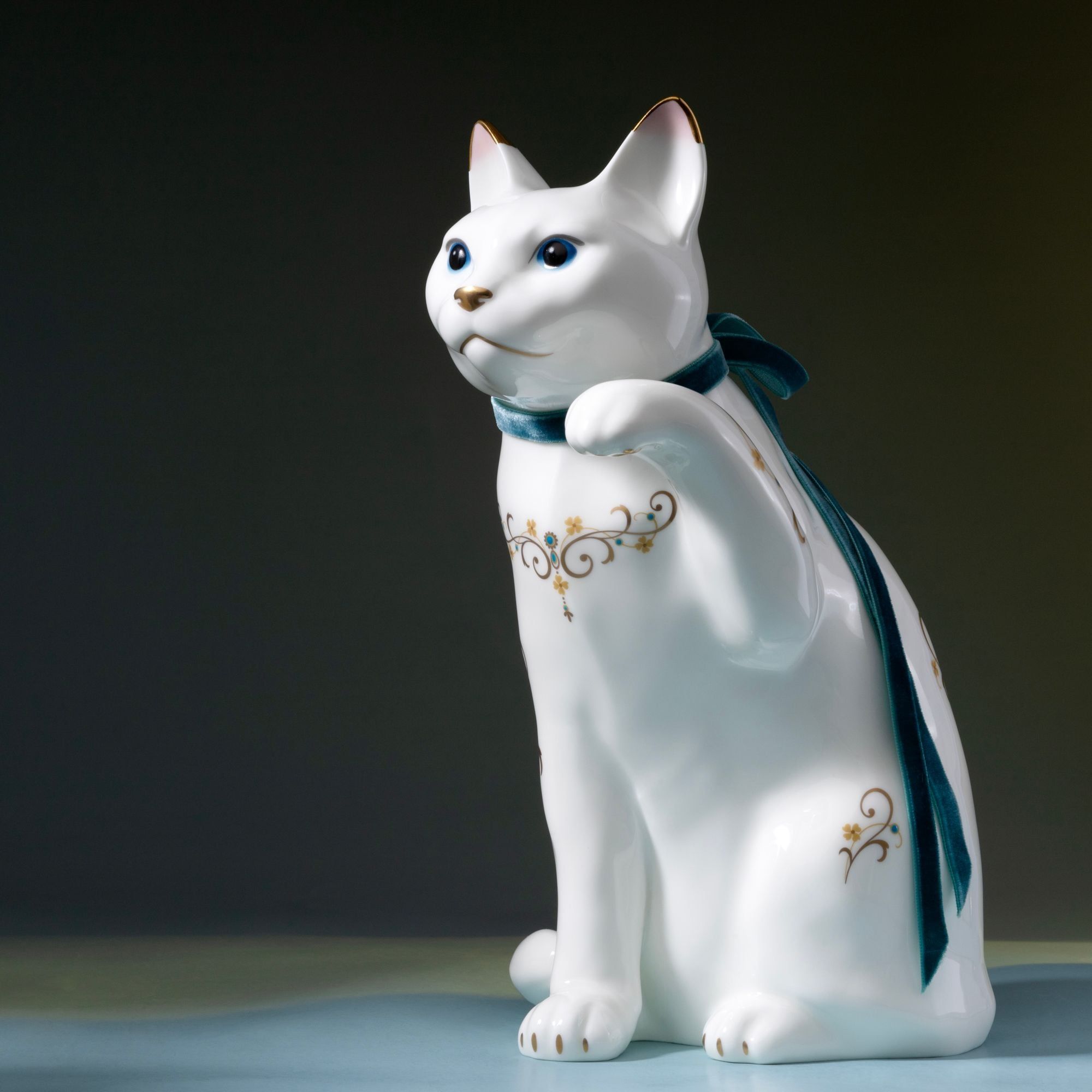 Tượng sứ mèo may mắn cao 26,3cm sứ xương cao cấp Nhật Bản | Noritake Fortune Cat AC452 - T54550