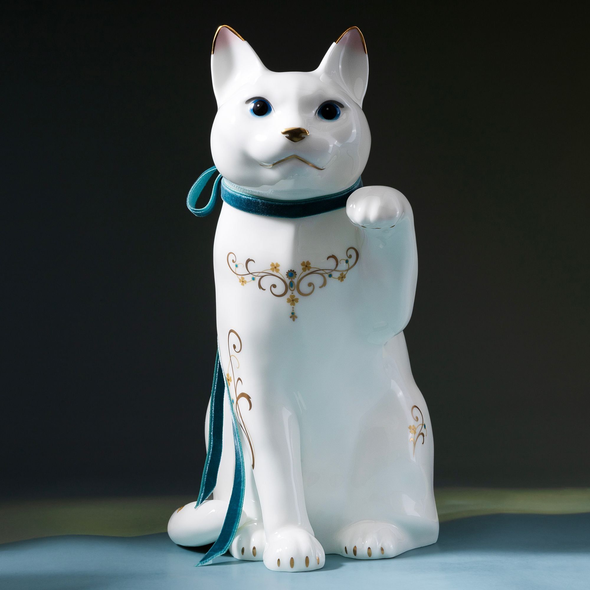 Tượng sứ mèo may mắn cao 26,3cm sứ xương cao cấp Nhật Bản | Noritake Fortune Cat AC452 - T54550