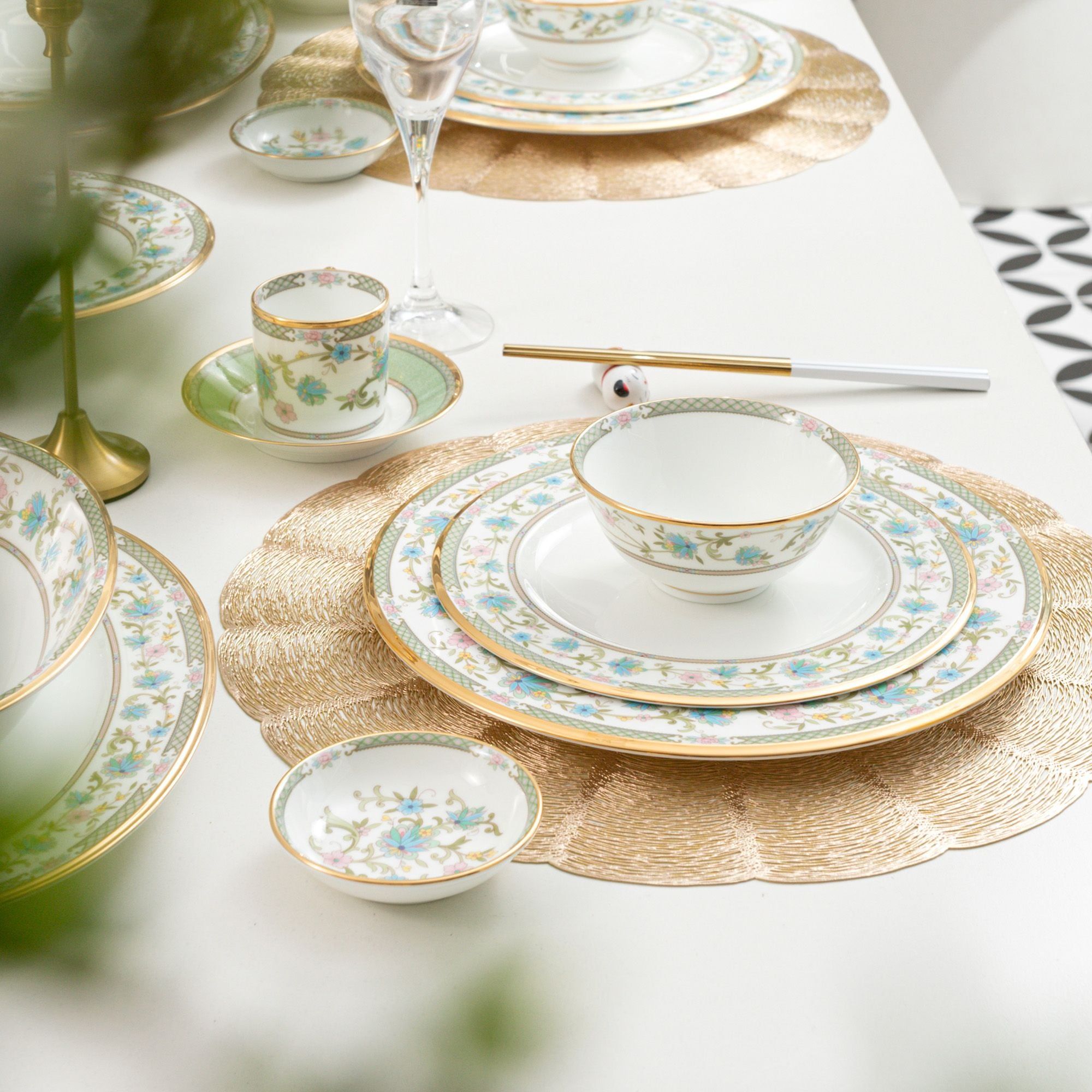 Đĩa tròn cỡ vừa đường kính 21,8cm sứ xương Nhật Bản | Noritake Yoshino 9983J - 59511